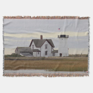 Stage Harbour Lighthouse Throw Blanket