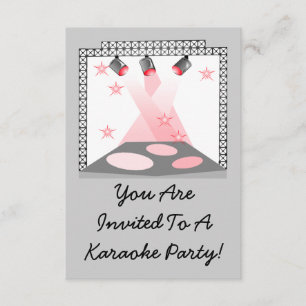 Stage Lights Invitation Karaoke Pink Grey Theatre