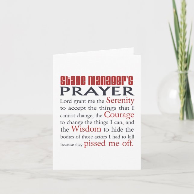 Stage Manager's Prayer Card (Front)