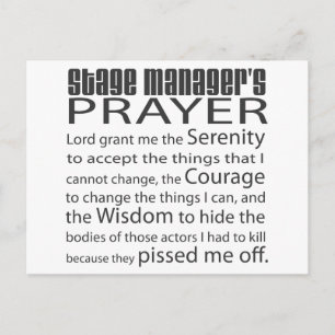 Stage Manager's Prayer Postcard