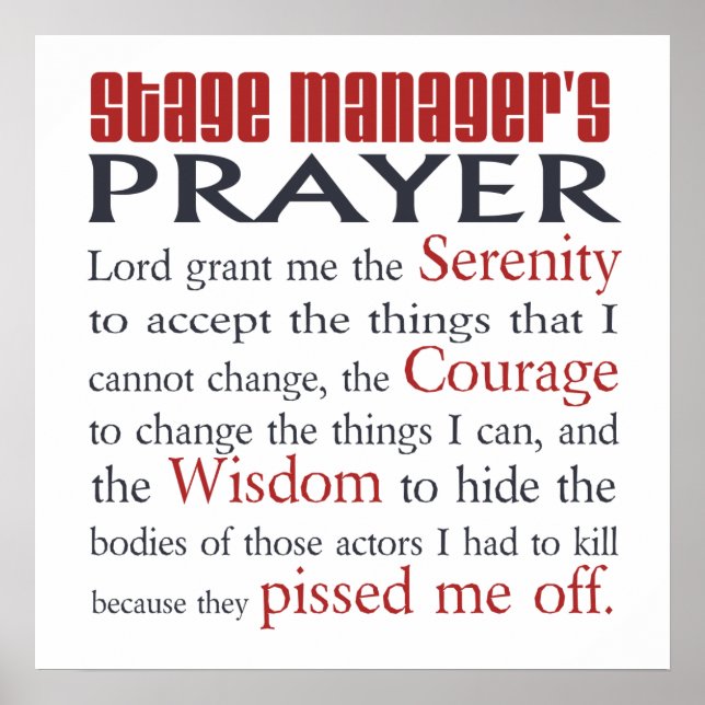 Stage Manager's Prayer Poster (Front)