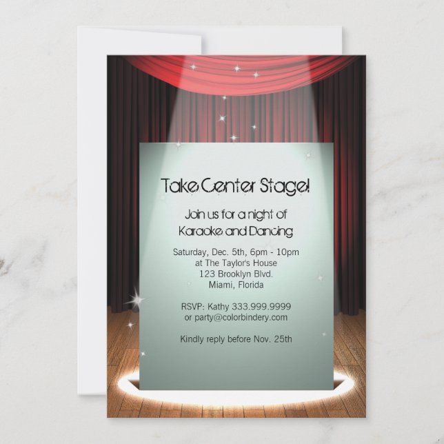 Stage Spotlight 5" x 7" Invitation (Front)