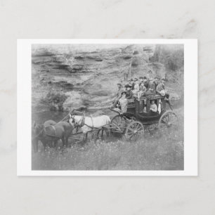 Stagecoach Carrying Men, Women & Children Postcard