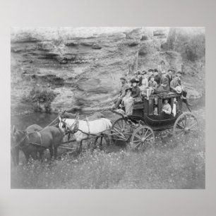 Stagecoach Carrying Men, Women & Children Poster