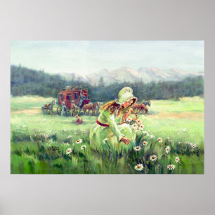 STAGECOACH & FLOWERS by SHARON SHARPE Poster