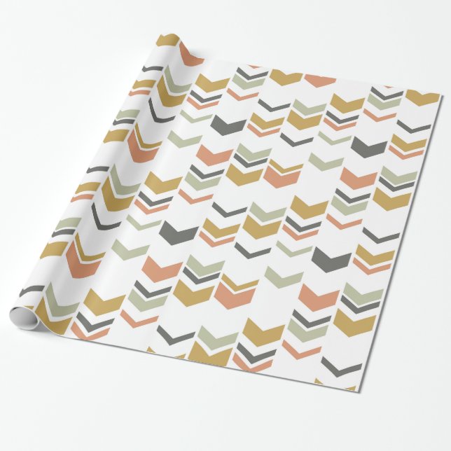 Staggered Chevron Modern Geometric Pattern Wrapping Paper (Unrolled)