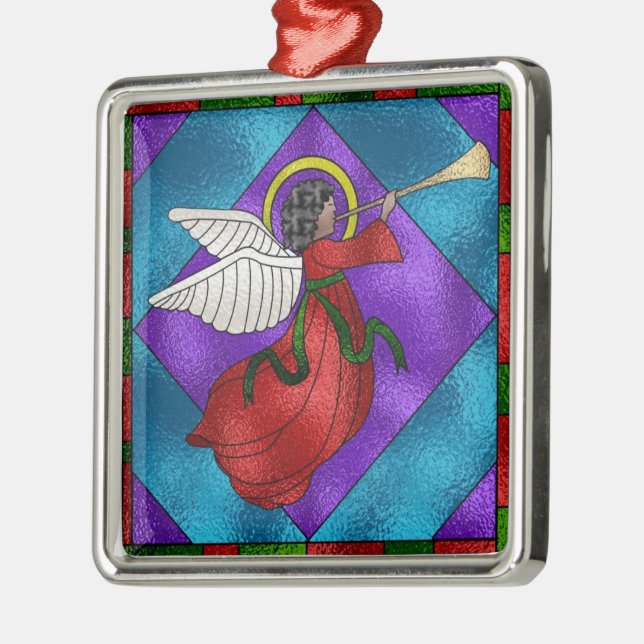 Stain Glass Angel design Christmas Tree Ornament (Left)
