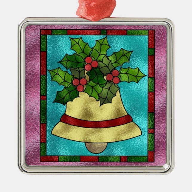 Stain Glass Bells design Christmas Tree Ornament (Front)