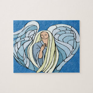 Stain Glass Blue Angel Jigsaw Puzzle