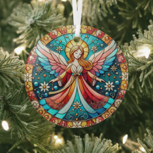 Stain Glass Christmas Angel Ornament