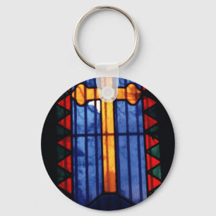 Stain Glass Cross Pere Lachaise Paris Keychain