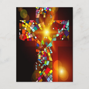 Stain Glass Cross Postcard