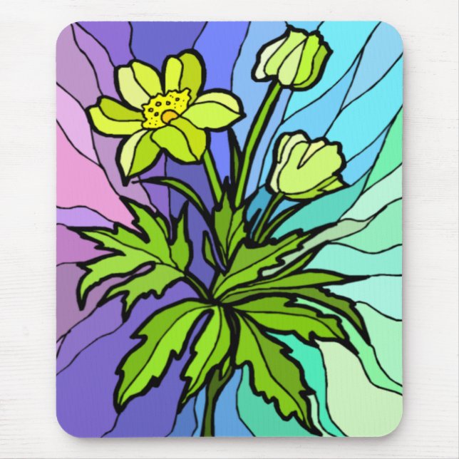 Stain Glass Daisy Mousepad (Front)