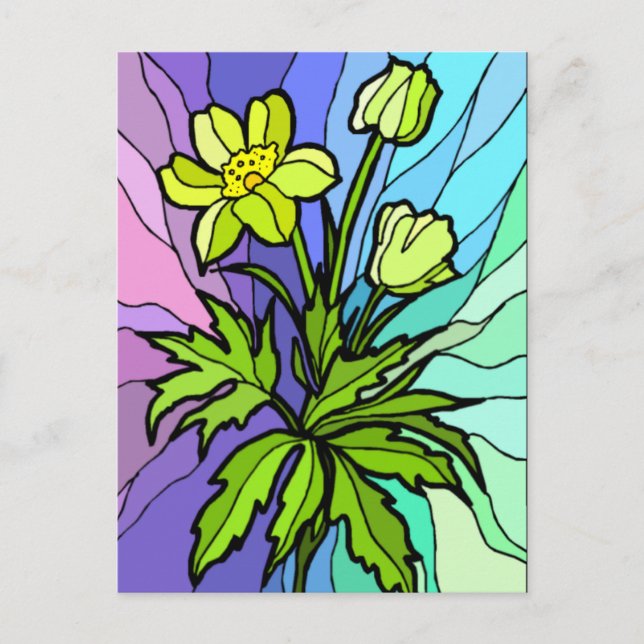 Stain Glass Daisy Post Card (Front)