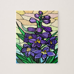 Stain Glass Dendrobium Purple Flower Jigsaw Puzzle