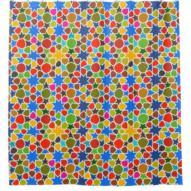 Stain Glass inspired Colourful Shower Curtain (Front)