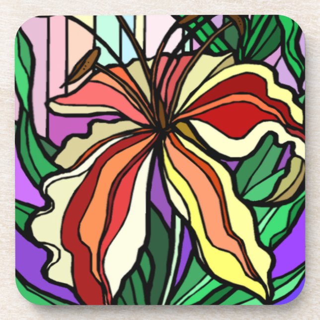 Stain Glass Lily Coasters (Front)