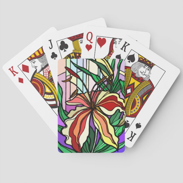 Stain Glass Lily Playing Cards (Back)