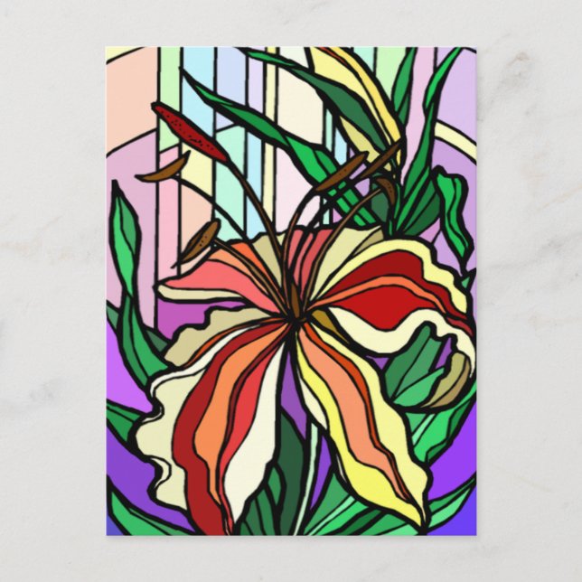 Stain Glass Lily Post Card (Front)