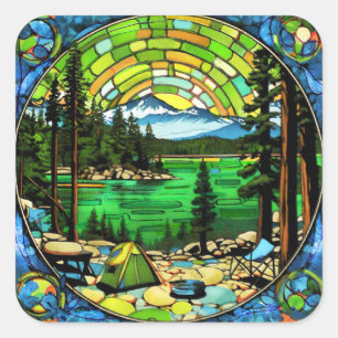 Stain Glass Mountain Sticker