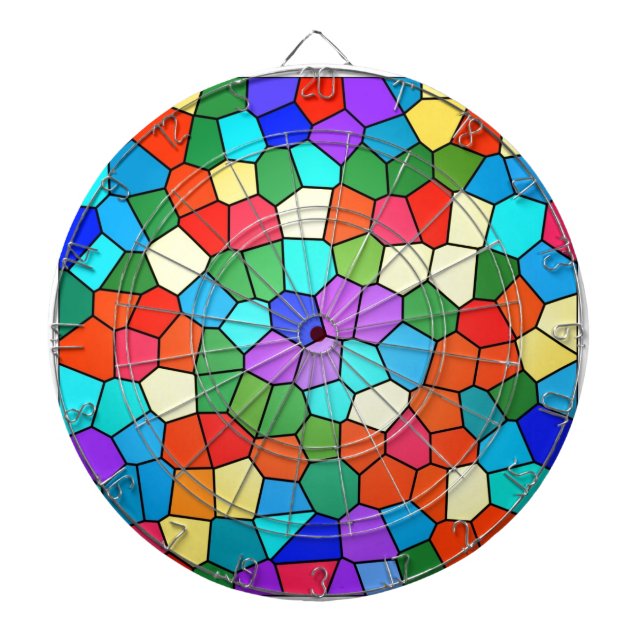 Stain Glass Rainbow Design Dartboard (Front)