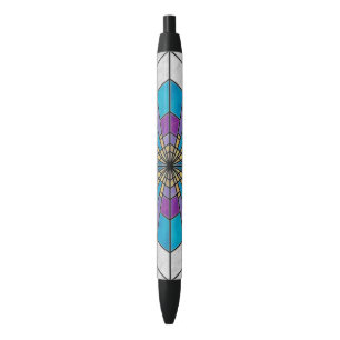Stain Glass Ray Blue and Purple Black Ink Pen