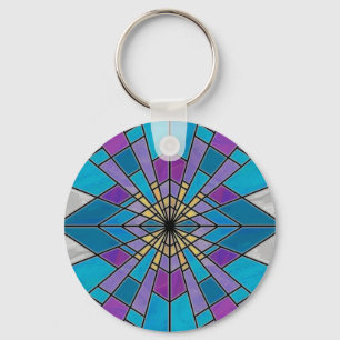 Stain Glass Ray Blue and Purple Keychain