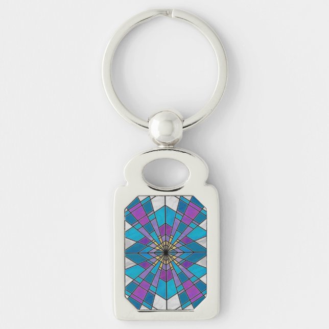 Stain Glass Ray Blue and Purple Keychain (Front)