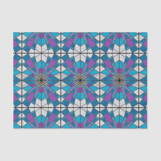 Stain Glass Ray Blue and Purple Tissue Paper (Front)