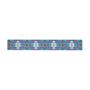 Stain Glass Ray Blue and Purple Wraparound Address Label