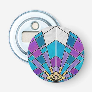 Stain Glass with Blue and Purple Angle Pattern Bottle Opener