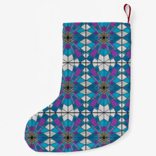Stain Glass with Blue and Purple Angle Pattern Small Christmas Stocking