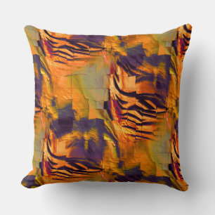 Stained abstract mosaic drawing, rustic burnt gold throw pillow