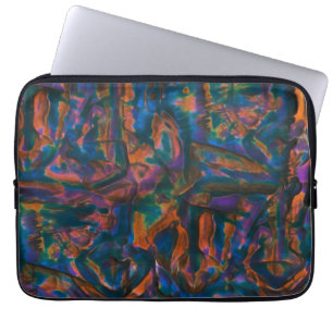 Stained and dented blue shades of aged copper laptop sleeve