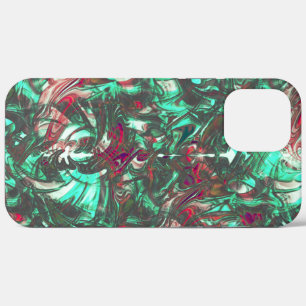 Stained aquamarine and red, soiled with dull black iPhone 12 pro max case