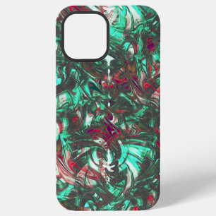Stained aquamarine and red, soiled with dull black iPhone 12 pro max case