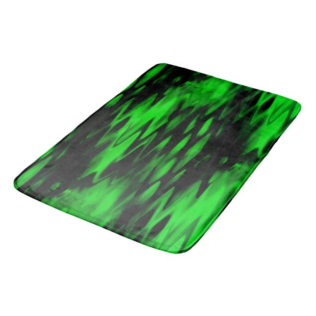 Stained black and green forming abstract zigzag bath mat (Angled)