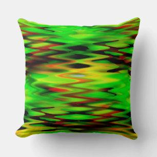 Stained burnt green forming abstract zig zag throw pillow