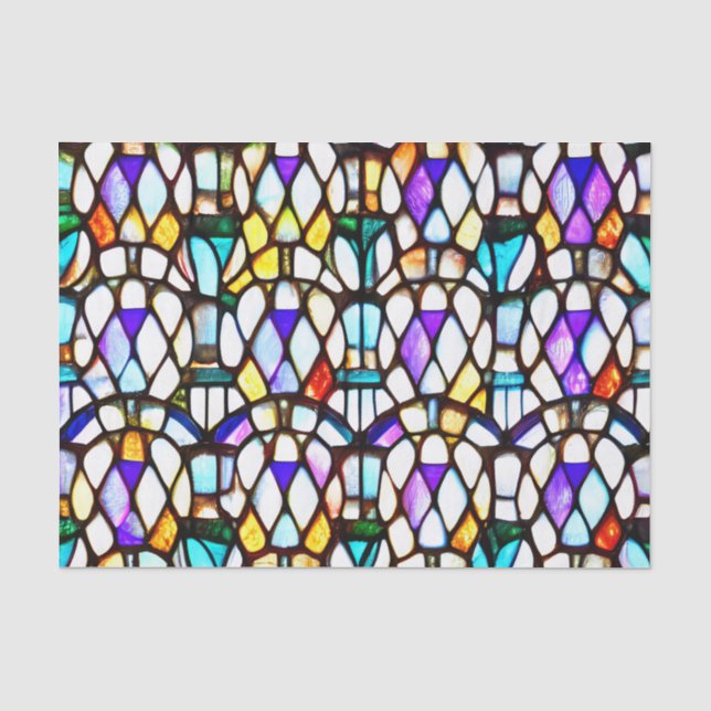 Stained Church Glass Window Effect Decoupage  Tissue Paper (Front)