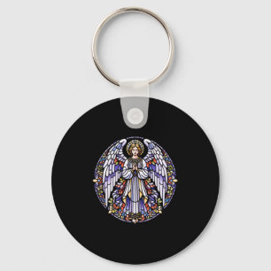 Stained Gl Angel Christianity Art Portrait Religio Keychain