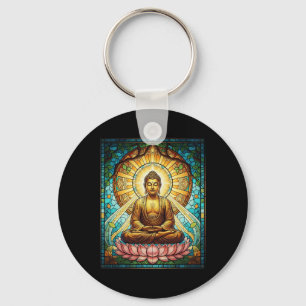 Stained Gl Buddha Zen Buddhism Spiritual Meditatio Keychain
