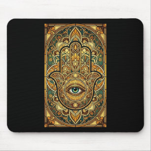Stained Gl Mandala Hamsa Hand Spiritual Meditation Mouse Pad