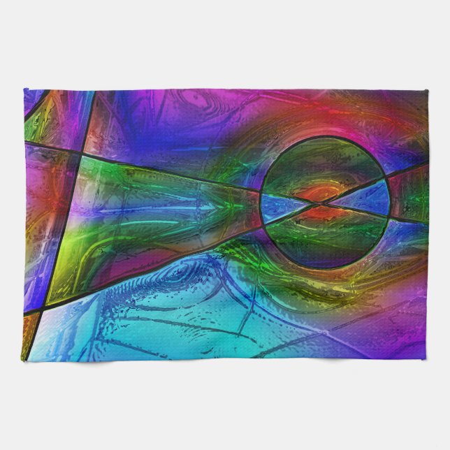 Stained Glass 1 Kitchen Towel (Horizontal)