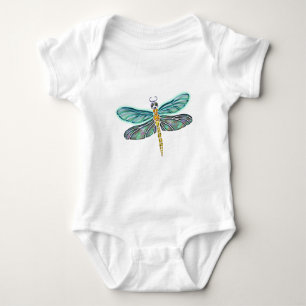 Stained Glass & Abalone Shell Dragonfly Baby Bodysuit