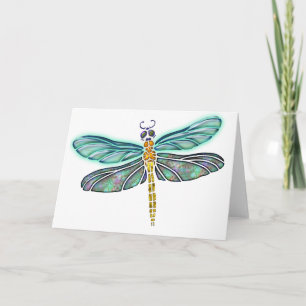 Stained Glass & Abalone Shell Dragonfly Card