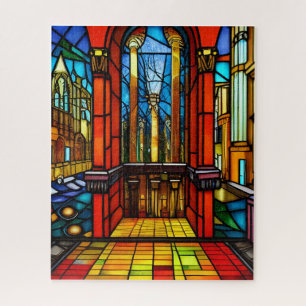 Stained Glass Abbey Digital Art   Jigsaw Puzzle