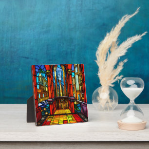 Stained Glass Abbey Digital Art Tabletop Plaque