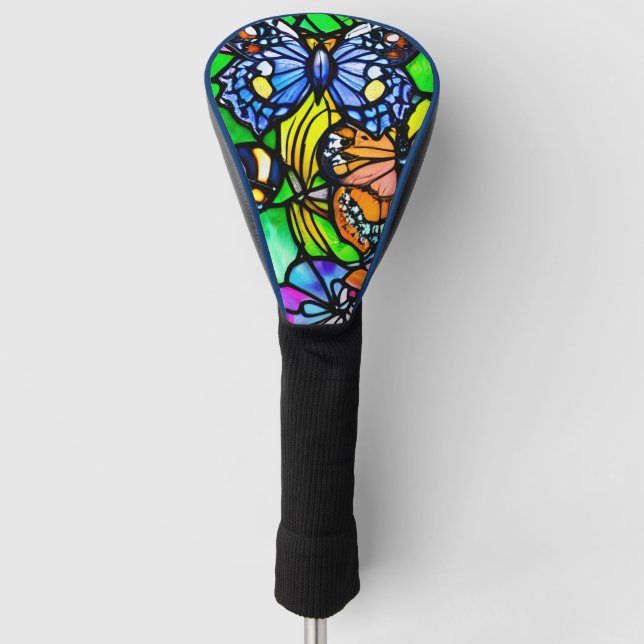Stained Glass Abstract Butterfly Design  Golf Head Cover (Front)