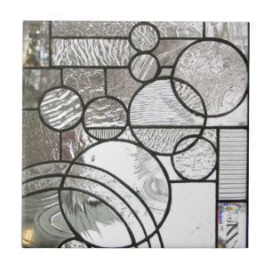 Stained Glass  Abstract Circle square clear Tile