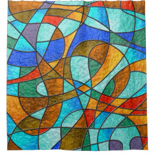Stained glass: abstract colourful sketch.